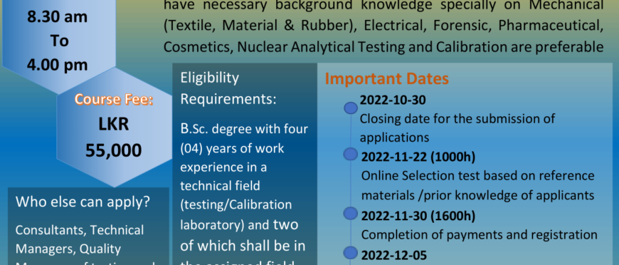 Assessor Training Course on ISO/IEC 17025:2017